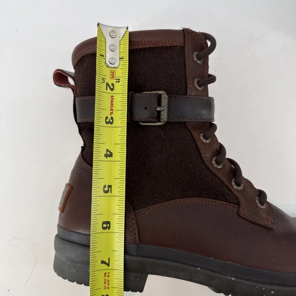 UGG Kesey Waterproof Boots Women 9 Brown Leather Suede Sheepskin Lace Up